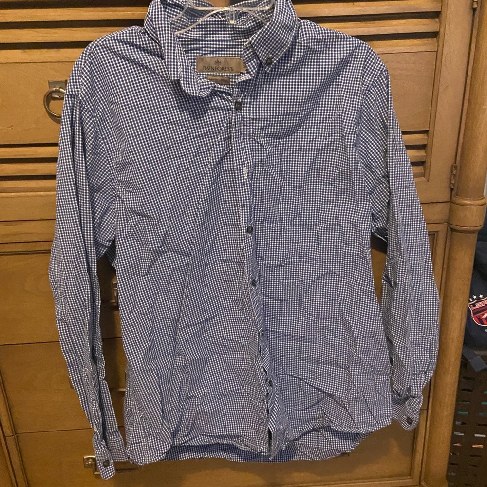 Blue and white button up